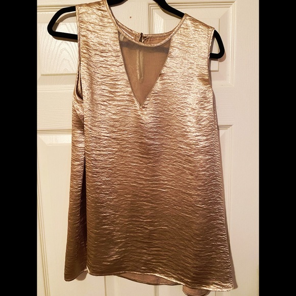 Satin shimmer gold tank top - Picture 1 of 4